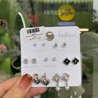  عکس10 پک گوشواره هفت جفتی نقره ای